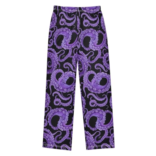 CHIFIGNO Purple Octopus Tentacles Pajamas Pants Pants 13-14 Sleep Pjs Lounge Pants with Pockets