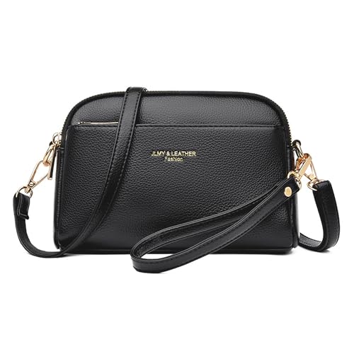 Mabecol Kleine Umhängetasche Damen PU Leder Crossbody Bag Handytasche mit Geldbörse Damen Clutch für Alltag Reisen Arbeit Verstellbarer Schultergurt Geschenk für Frauen (Schwarz)