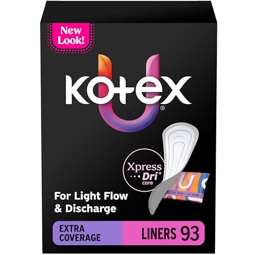 Kotex Absorbent Wrapped Liners Light Absorbency Extra Coverage 93 Count (Packaging May Vary)