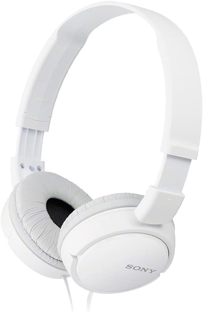 Sony MDR-ZX110 Wired Overhead Headphones, Neodymium Dynamic Drivers, Swivel Fold Design - White