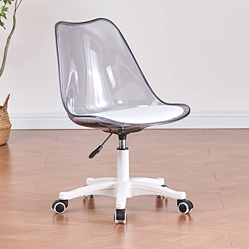Silla de oficina transparente giratoria de 360° de acrílico, silla de escritorio sin brazos, altura ajustable, silla ergonómica para tocador, silla rodante para computadora para el hogar y la oficina