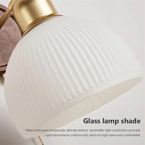 Iluminación de pared de diseño nórdico con madera y vidrio E27 para sala de estar 7
