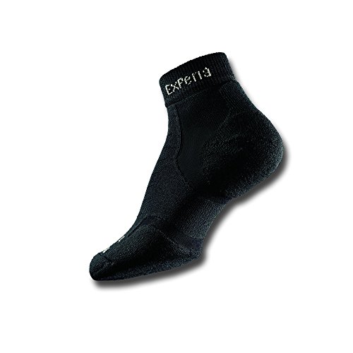 Thorlos Experia mens Xcmu Thin Cushion Running Low Cut athletic socks, Black, Large US