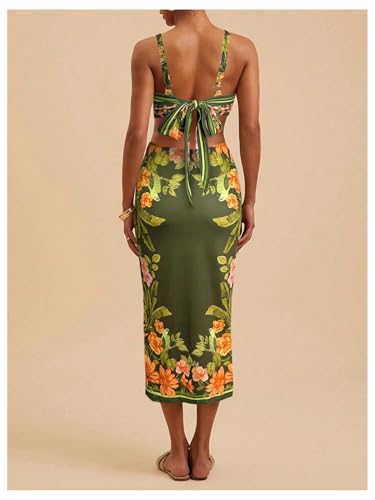Image of Floerns Women's Tropical Bow Tie Back Long Dress Sleeveless Maxi Dress | Hawaiian Resort Wear, Coastal Vacation, Beach Wedding Guest, Side Slit, Spring Break Outfits