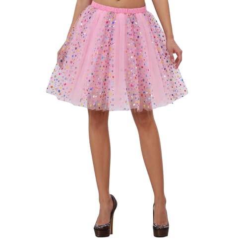 tüllrock damen rosa, Tüllrock Damen Kurz Bunt Festival Ballettrock Petticoat Halloween Bequemer Karneval Kostüm Tüll Rock Prinzessin Elastischer...