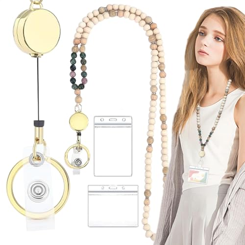 Lärarsnoddspärlor - personlig lärar-ID-snodd, pärlhalsrem | anpassningsbar pärlrem för lärare, lärarmärkeshållare, eko-snodd