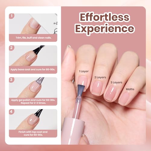 Image of Beetles Nude Gel Nail Polish - Rose Milk 15ML Nude Pink Gel Nail Polish Base Color Nail Concealer Sheer Translucent Nail Polish Soak Off UV French Nail Art Salon DIY at Home Manicure Gift for Women | Base Color Nail Concealer Sheer Translucent Nail Polish Soak Off UV French Nail Art Salon DIY at Home Manicure Gift for Women