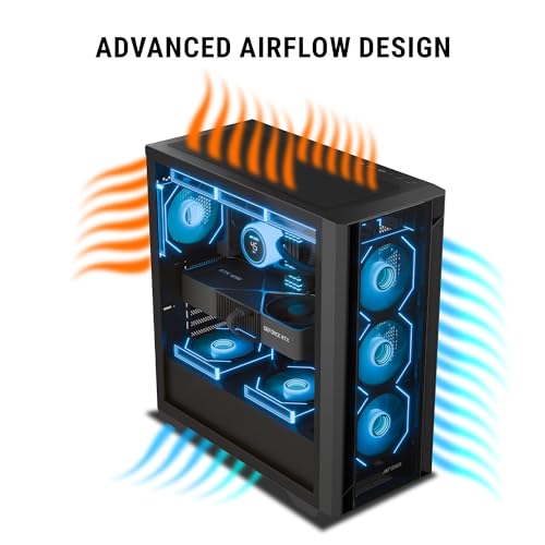 Image of Ant Esports Aqua 360 4F Mid-Tower Computer Case /Gaming Cabinet - Black | Pre-Installed 4 ARGB Fans
