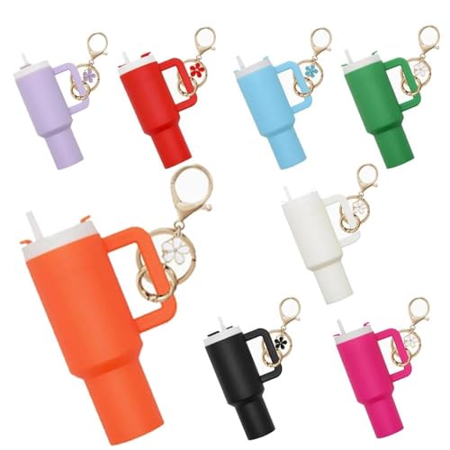 Vantico 8 pcs Mini Cup Chapstick Holder Keychain - Fashionable and Multifunctional Keychain Accessory for Lipstick Lip Balm and More