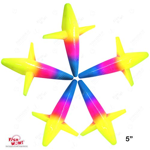 Fish WOW! 5 inch Teaser Bird Hard Body Bird Spray Paint by Hand with a pre-Hole Throughout The Entire Body (Rainbow-5 Pieces)