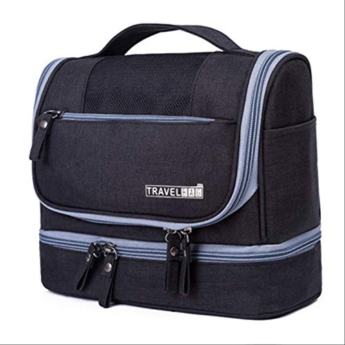 Preisvergleich Produktbild ASASX KosmetiktascheNeue Männer und Frauen wasserdichte Doppelschicht Travel Makeup Kit Damen tragbare Kosmetiktasche Kosmetiktasche Beauty Bag Aufbewahrungstasche A-schwarz