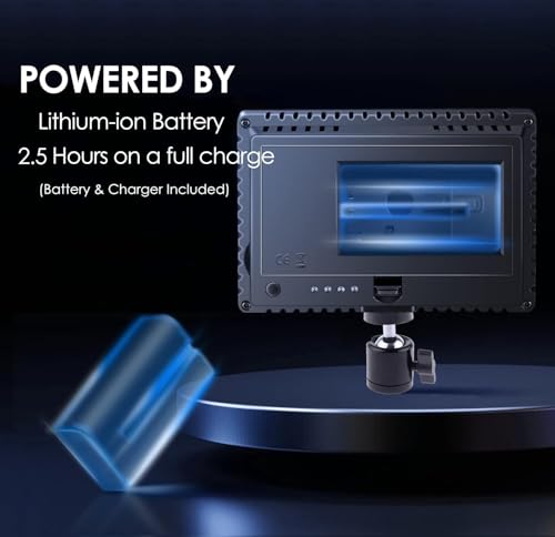 Image of 100W Rechargeable LED Video Light Compatible with Sony Alpha 6700 - 160 LED Panel, Dimmable 5600K-3200K, 900 Lux, Battery & Rapid Charger Included - Lightweight On-Camera Lighting Kit
