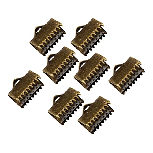 ULDIGI 100pcs Metal Fastener Clasps Plated Ribbon Ends Textured Crimp End Clamps Cord Buckles Zipper Clips Essential DIY Jewelry Supplies