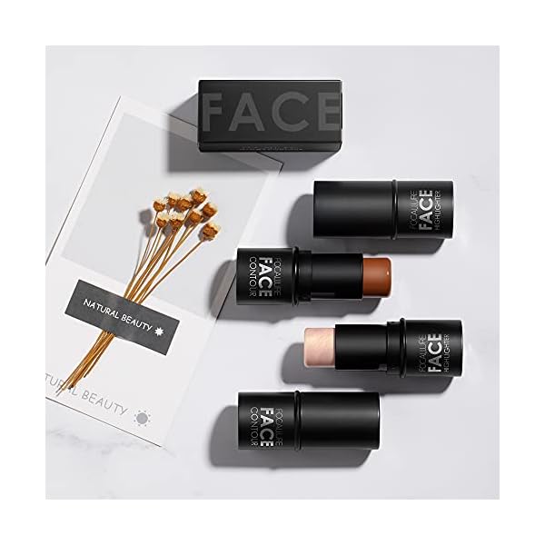 Focallure-2-Pcs-Contour-Foundation-Stick-Highlighter-Bronzer-Pen-Face-Brightens-Shades-Pencil-Highlighting-Shade-Longwear-Makeup-Highlight-Bronzer-Shaping-Trimming-Stick-FA01-19068-24 FOCALLURE 2 Pcs Contour Foundation Stick, Highlighter & Bronzer Pen, Face Brightens & Shades Pencil, Highlighting Shade Longwear Makeup, Highlight Bronzer Shaping Trimming Stick,Neutral