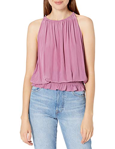 Ramy Brook Women's Sleevelss Lauren Smocked Waist TOP, Mauve, Extra Small