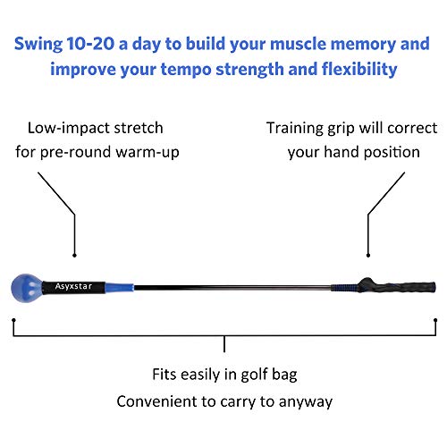 Asyxstar Golf Swing Trainer Aid - Power Flex Golf Swing Training aid for Strength and Tempo Golf Warm Up Stick
