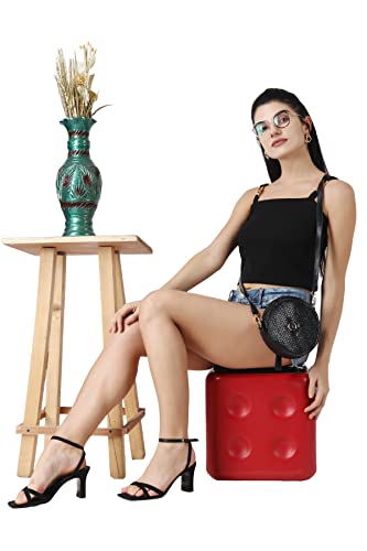 Image of POPWINGS Solid Casual Sleeveless Regular-Fit Crop Tops for Women with Front Chain| Crop Tops for Women Stylish Western Summer Wear