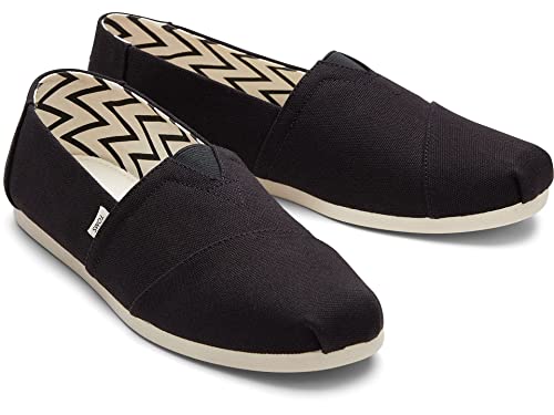 Image of TOMS mens Alpargata Loafer Flat, Black Recycled Cotton Canvas, 8.5 US