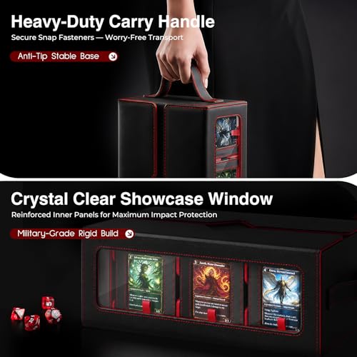 Image of 7-in-1 Commander Deck Box with Battle Case, 6-Deck Modular Card Storage Vault for MTG, Holds 600+ Double-Sleeved Cards, 35PT Magnetic Card Holders & 24 Dividers for TCG Game Night & Tournament