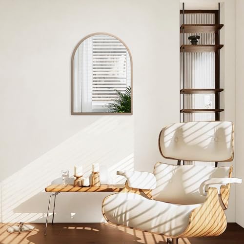 Image of Arch Wall Mirror 20 inchx16 inch Large Bathroom Mirror Metal Frame Mirrors for Wall, Decoration Vanity Bedroom Entryway Living Room Brass