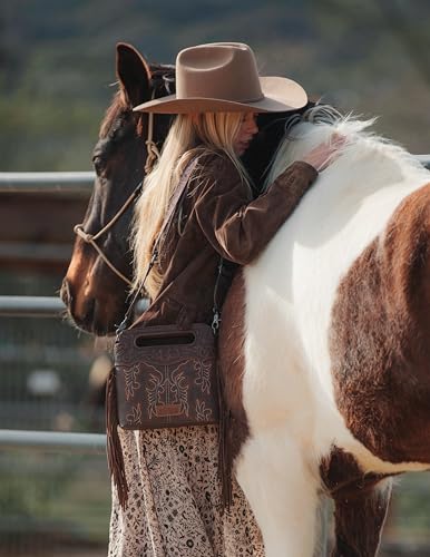 Wrangler Crossbody Bags for Women Western Fringe Top Handle Handbags Embroidered Boot Scroll Crossbody Bag2