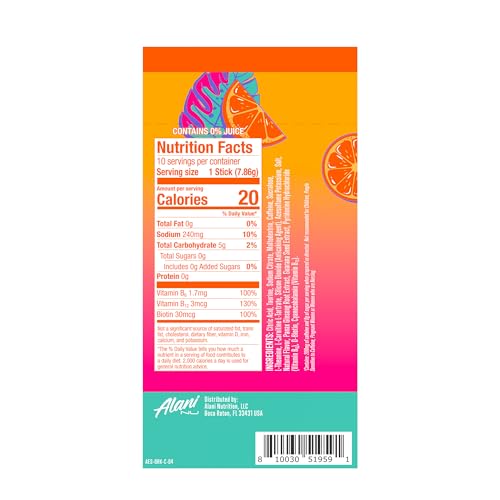 Image of Alani Nu ORANGE KISS Energy Sticks, Energy Drink Powder, 200mg Caffeine, Pre Workout Performance with Antioxidants, On-The-Go Drink Mix, Biotin, B Vitamins, Zero Sugar, 5-10 Calories, 10 Pack