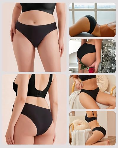 Image of FINETOO 6 Pack Women's Seamless Hipster Underwear No Show Panties Invisibles Briefs Soft Stretch Bikini Underwears XS-XL