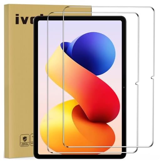 ivoler 2 Stücke Schutzfolie für Xiaomi Redmi Pad Pro/Xiaomi Poco Pad 12.1 Zoll (WIFI / 5G), Mit 2 Stück Kamera Schutzglas, 9H Härte, Anti-Kratzen, Anti-Bläschen, Hülle Freundlich