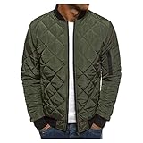 [SUNKAKU] メンズ キルティング ジャケット MAー1 中綿ダウン ジャンパー ブルゾン 軽量 防寒 アウター アウトドア キャンプ ライダース ジップアップ 大きいサイズ 秋 冬 春 無地 カジュアル ストリート ウルトラダウン ミリタリー スタジャン フライトジャケット 通勤 通学 グリーン XXL