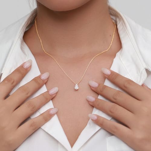 VRIUA Diamond Necklaces for Women, Dainty Gold/Silver Necklace 14K Gold/White Gold Plated Layered Necklace Simple Diamond Gold Necklace for Women Trendy Jewelry3