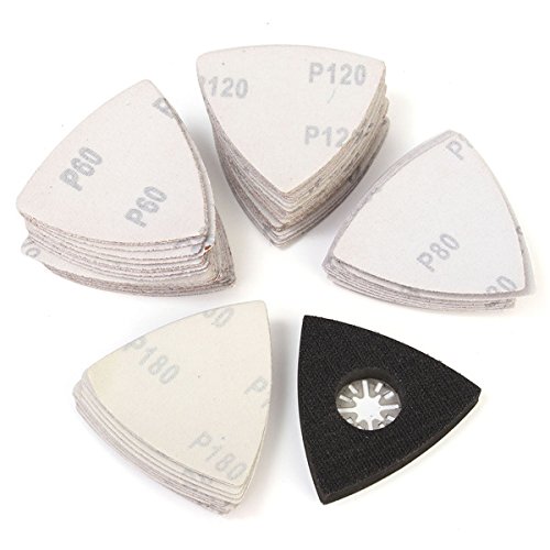 100Pcs 80Mm 60-240 Grit Sandpaper With Sanding Pad For Bosch Fein Oscillating Multitool
