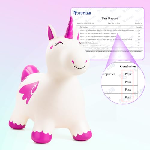 Image of EVERICH TOY Bouncy Unicorn Hopping, Animal Hopper Toy /Gift for Toddler 18M+ | Inflatable Horse Hopping Toy for Boys Girls, Indoor Outdoor Unicorn Toy for 2 Year Old Kids, Gift for 2 3 4 5 6 Yrs W / Pump