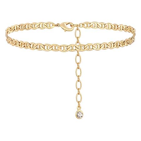 VACRONA Gold Anklets for Women 14K Gold Plated Boho Beach Beaded Chain Anklet Dainty Turquoises Evil Eye Ankle Bracelet Adjustable Chain Anklet Foot Jewelry Cover