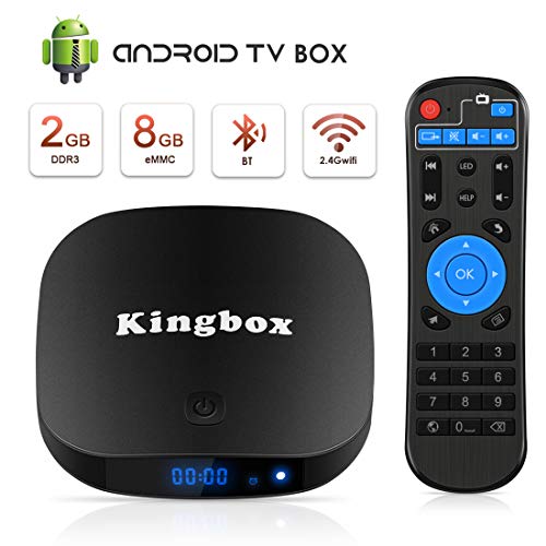Kingbox Android TV Box, K1 Plus Android Box with 2GB RAM 8GB ROM, Quad-Core 4K Smart TV Box Built-in 2.4G WiFi Supports Ethernet/Bluetooth/4K HDR/Ultra HD 1080P/3D Movie/USB 2.0/H.265 Decoding