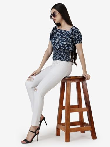 Image of POPWINGS Casual Printed Crop Top for Women ||Western Stylish Women Tops for Summer Wear || Trendy and Solid Women Top