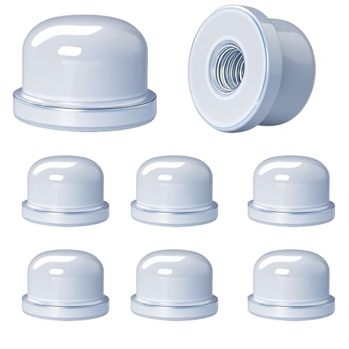 Image of White Lamp Finials, 1 /4-27 Thread, 1 /2 Inch Lamp Shade Nuts for Harp Tops | 8 Packs Finish Metal Finials with 1 /4-27 Female Threads for Compatible Table, Floor, Desk And Bedside Lamp Harps