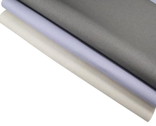 Image of KCS 3 pc of 15 inch x 18 inch(38cmx45cm) 16 Count Cross Stitch Cotton Aida Cloth Needlework Rolled Fabric Box,16CT,Pearl Grey +Light Steel Grey+Dark Grey