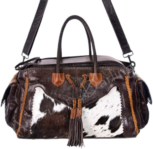 American Darling Cow Hide On Duffle Bag Leather Authentic Hand Made Large Western Weekender Travel Luggage Overnight Women Men Juniors (ADBG455) 2 American Darling Cow Hide On Duffle Bag Leather Authentic Hand Made Large Western Weekender Travel Luggage Overnight Women Men Juniors (ADBG455)