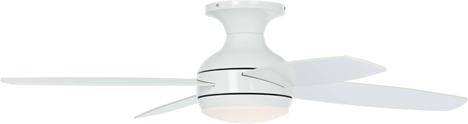 Casa Vieja 52" Elite Modern Industrial Hugger Low Profile Indoor Ceiling Fan with LED Light Dimmable Remote Control White Matte Opal Glass for House Living Room Kitchen Bedroom Family