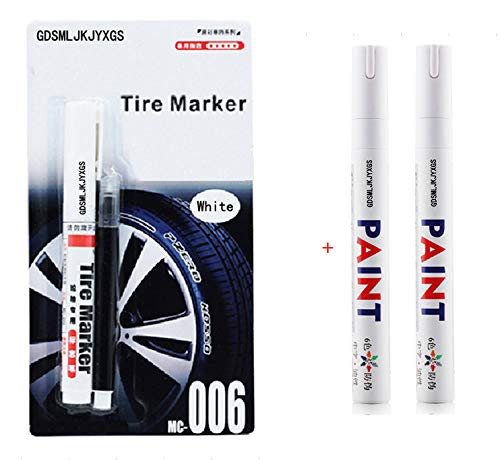 White tire marker and black Correction pen set Universal Waterproof Permanent oil based Paint Markers Car Tyre Tire Tread Rubber for Scuba gear