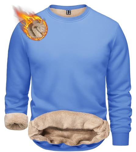 Image of TACVASEN Men's Crewneck Sweatshirt Warm Sherpa Lined Thermal Sweatshirts Heavyweight Long Sleeve Winter Fleece Pullover Shirt