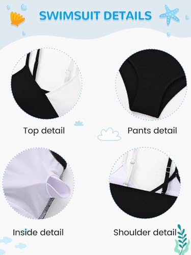 Image of Girl's 2 Piece Swimsuit Solid Spaghetti Strap Bikini Sets Beach Bathing Suit Swimwear for Teen Girls