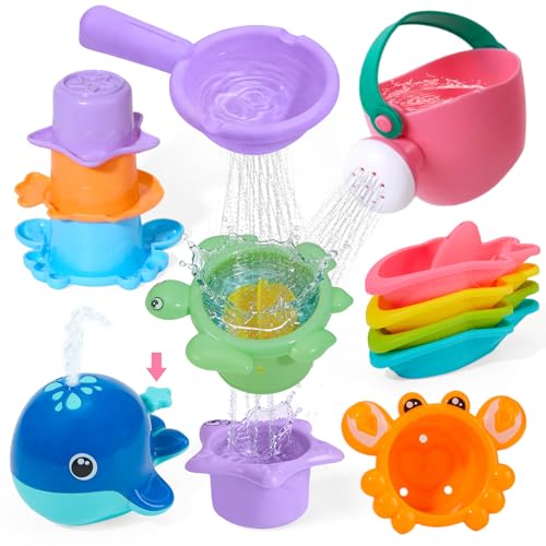 11 PCS Baby Bath Toys for Kids Ages 1-3, Mold Free Bath Toys Bathtub Pool Water Table Toys for...