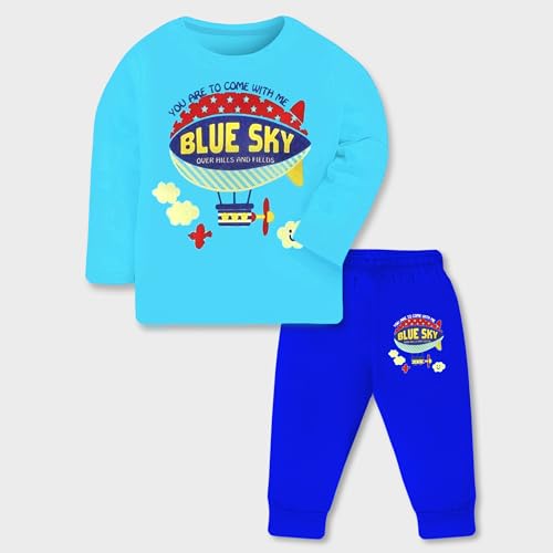 Image of TS LAVI TAVI Trendy Printed Unisex Cotton T-Shirt & Pyjama Set | Full Sleeve Top & Track Pant | Boys & Girls | Pack of 3 | Newborn & Kids