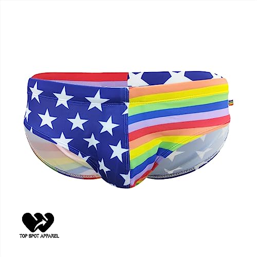 Men's Low Rise Swim Briefs, Classic USA/Rainbow Flag3
