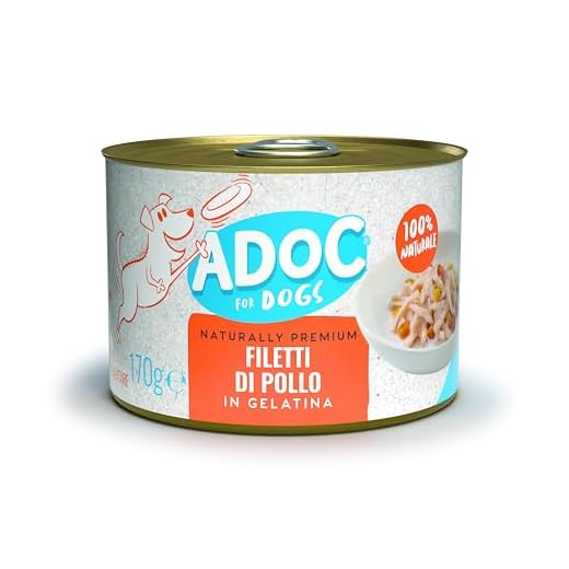 Adoc - Cibo Umido per Cani Adulti con Ingredienti Naturali Filetti di Pollo - 24 lattine da 170gr