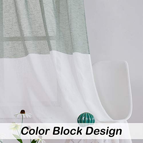 Central Park Fenstervorhang, Salbeigrün mit weißen Streifen, 160 cm lang, mit Stangentasche, 2 Paneele, rustikale Wohnpaneele
