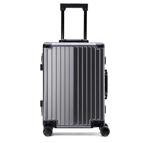 YYW Aluminum Carry-On Luggage Airline Approved Lightweight Suitcase with TSA Lock and Silent Wheels, Hardshell Spinner Business Travel (Gunmetal gray, 20in)