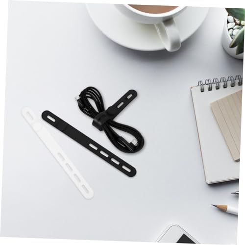 Angoily 20 piezas organizadores de cables con correas de silicona reutilizables para escritorio miniatura 3