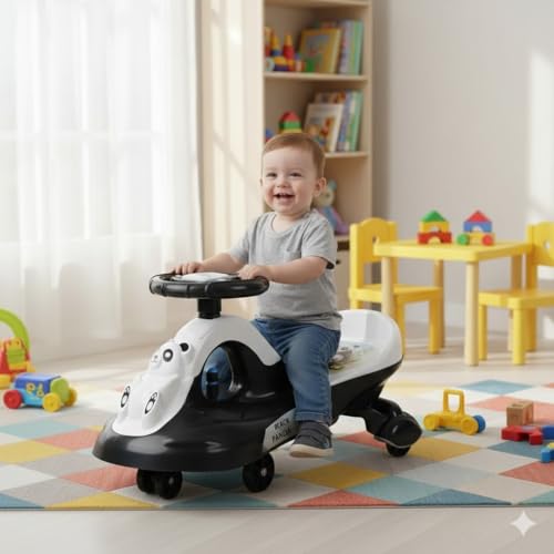 Image of Panda-Theme Gravity Rider, Black and White Tricycle, Kids Ride-On Toy, Toddler Balance Bike with Animal Design